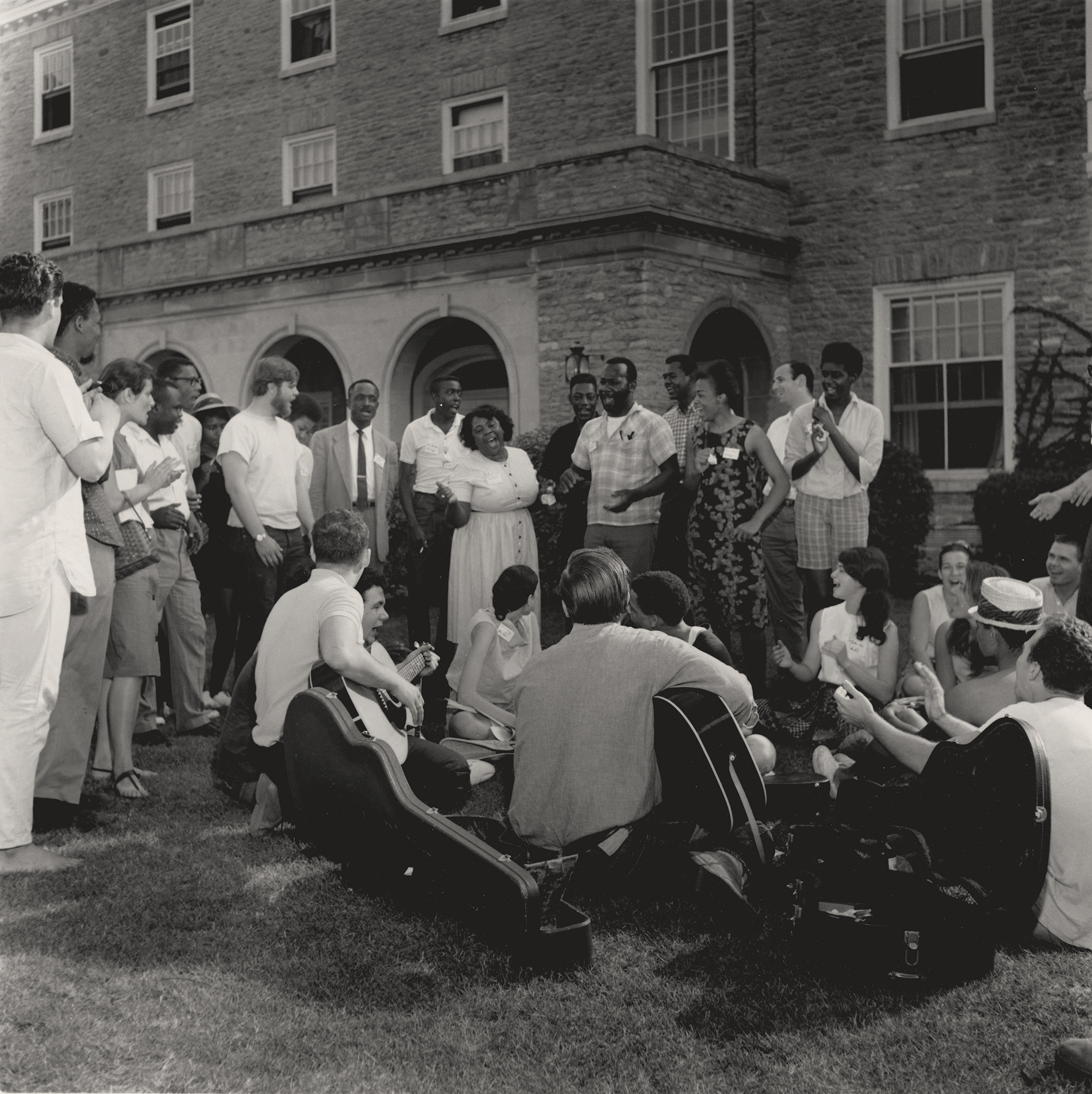 Student Volunteers Sing with Fannie Lou Hamer, June 1964. Photograph by George R. Hoxie.